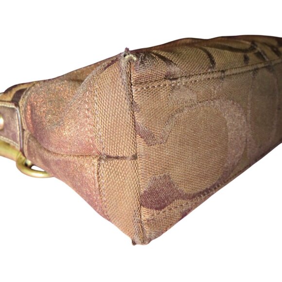 Coach 2007 Limited Edition Cursive Creed Brown Copper Stripe & Shimmer Demi Bag - Picture 8 of 10